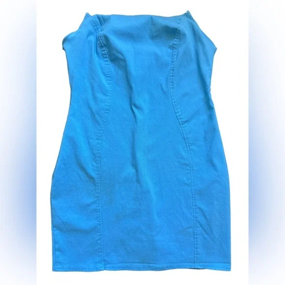 ASOS DESIGN Bright Blue Strapless Mini Dress - Size 10 - Picture 4 of 5
